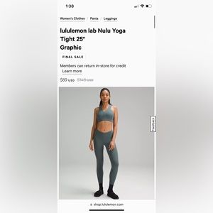 Lululemon Lab Nulu yoga tight 25”